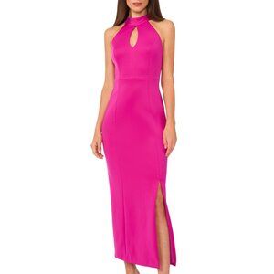 NWT CeCe Women's Halter Maxi Dress Brilliant Fuchsia